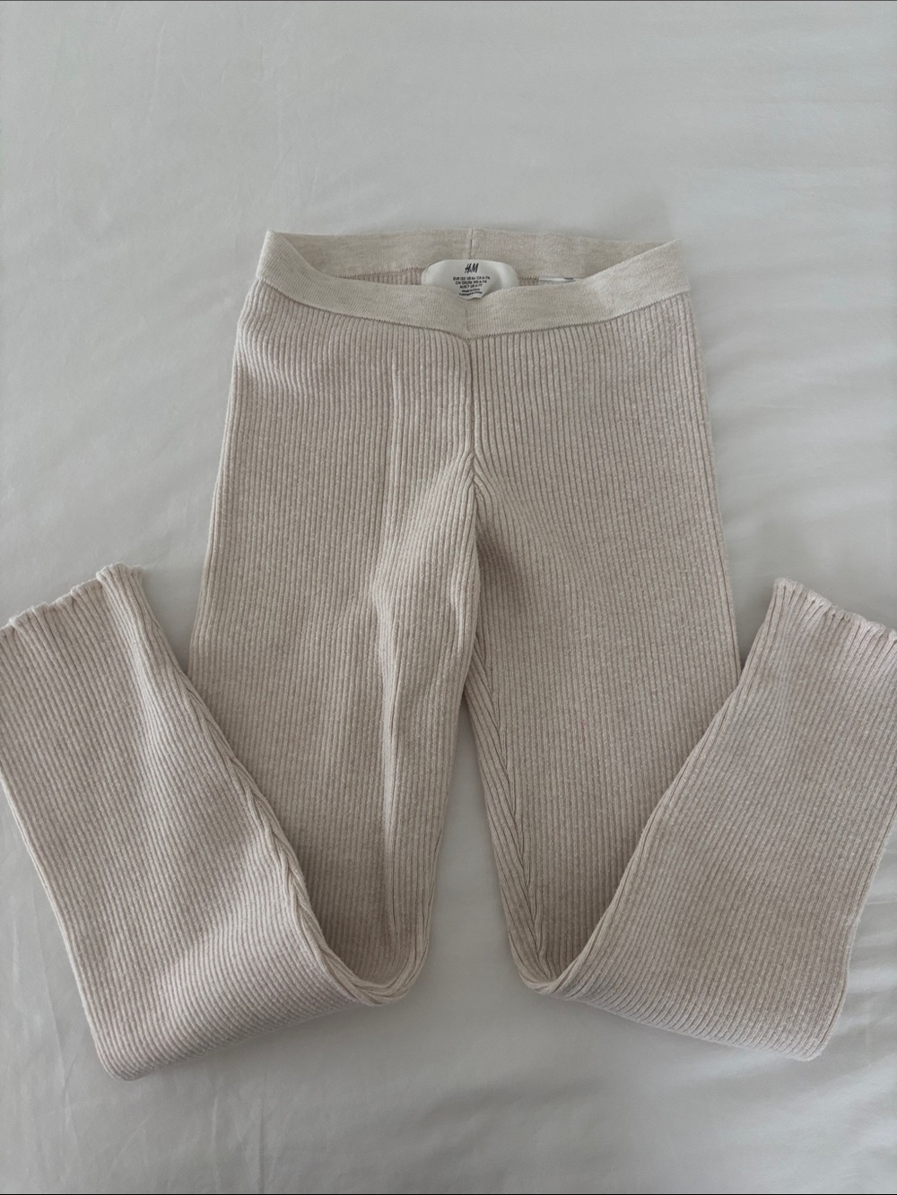 H&M Kids Ribbed Cream-Colored Leggings